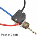 Uxcell 3 Way Fan Light Switch With Brass Pull Chain Wood Knob Pack Of Sets