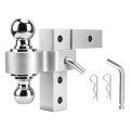Trailer Hitch Towing Mount With Dual Balls Lock Pins 6in Adjustable Drop Aluminum For 2in Receivers Silver