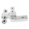 Trailer Hitch Towing Mount With Dual Balls Lock Pins 6in Adjustable Drop Aluminum For 2in Receivers Silver