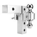 Trailer Hitch Towing Mount With Dual Balls Lock Pins 6in Adjustable Drop Aluminum For 2in Receivers Silver