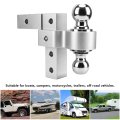 Trailer Hitch Towing Mount With Dual Balls Lock Pins 6in Adjustable Drop Aluminum For 2in Receivers Silver