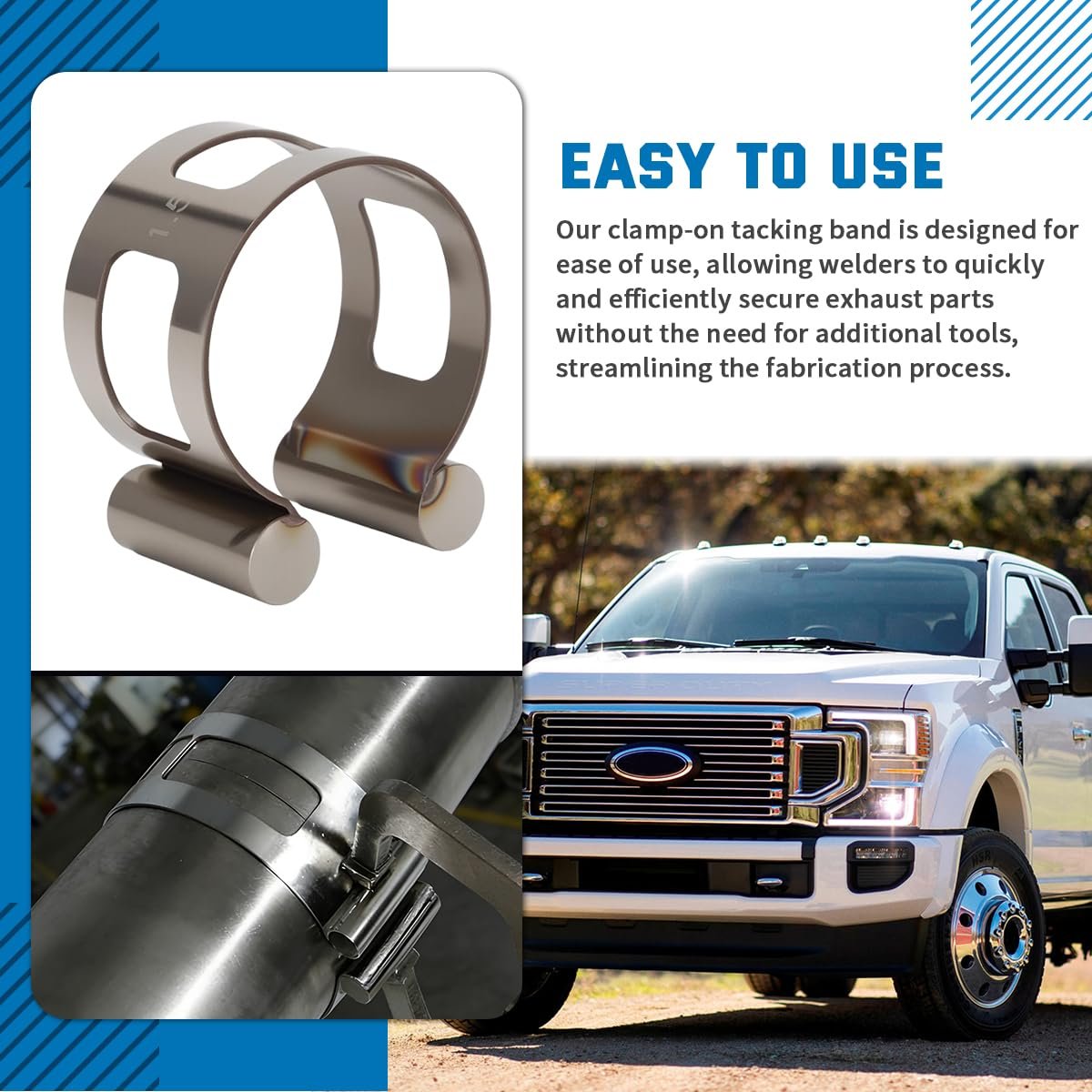 1 5 In Stainless Exhaust Tacking Band Clamp On For Welding Fabrication Silver Steel Construction