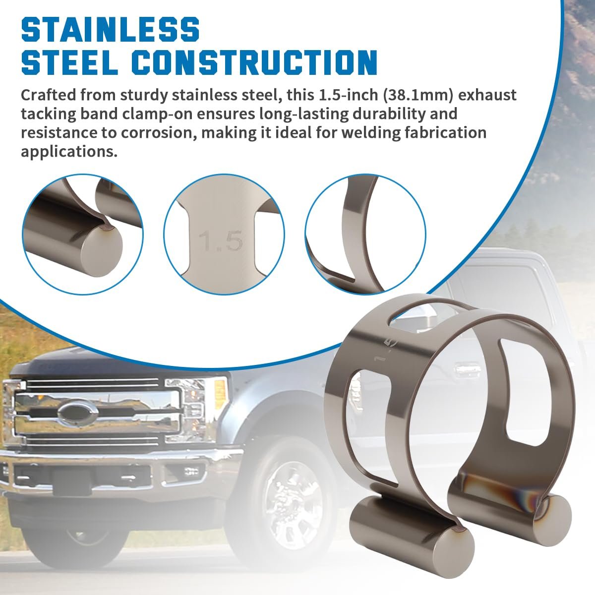 1 5 In Stainless Exhaust Tacking Band Clamp On For Welding Fabrication Silver Steel Construction