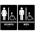Compliancesigns Acrylic Ada Restroom Sign Set 9 X 6 Inch Tactile Braille Black 