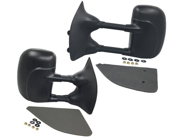 Manual Tow Door Mirror Set Of 2 For 1999 To 2007 Ford F 250 Super Duty Black Textured With Telescoping Trailer And 180 Degrees