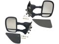 Manual Tow Door Mirror Set Of 2 Black Textured With Telescoping Trailer And 180 Degree Swing For 1999-2007 Ford F-250 Super 