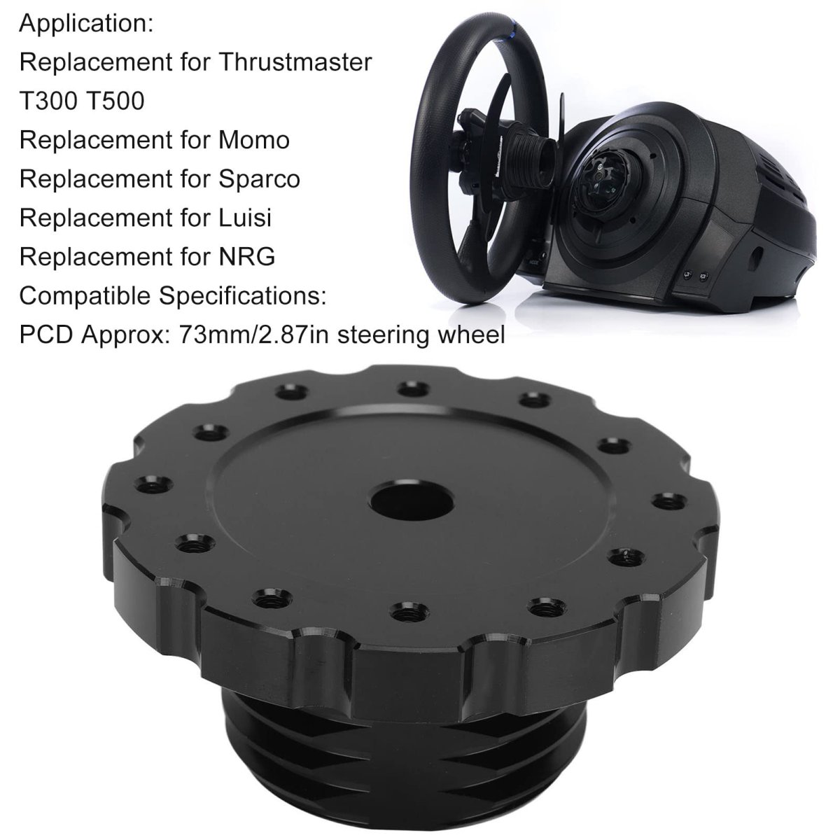 Steering Wheel Adapter Aluminum Alloy 73mm 2 87in Car Hub For Thrustmaster T300 T500 For Momo Sparco Luisi