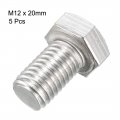 Uxcell M12x20mm Hex Bolts 304 Stainless Steel Hexagon Screw Bolt 5pcs