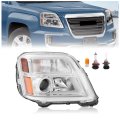 Hecasa Projector Headlights Right W Bulb For 2010-2015 Gmc Terrain Drl Headlamps Assembly Halogen Clear Lens Chrome Housing 
