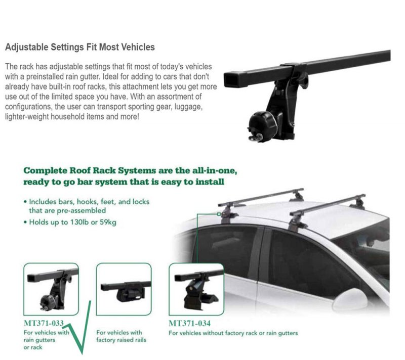 Sr1001 56 Roof Rack System All-in-one For Most Vehicles Rain Gutters 130 Lb Capacity See Fitment