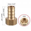 Uxcell Brass Hose Barb Fitting Connector 12mm G3 8 Female Thread Pipe Adapter 2pcs