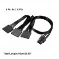 Uxcell 6 Pin To 3 Sata Power Cable Adapter For Hard Drive Black