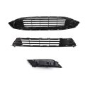 Front Bumper Upper Lower Grille Fog Lamps Caps For 2017-2018 Fo-rd Fusion Matte Black
