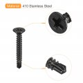 Uxcell 6 X 1 Sheet Metal Screws 100pcs Black Oxide 410 Stainless Steel Flat Head Phillips Drive Self Drilling