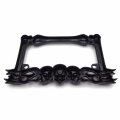 Httmt- Mt294-006- Black Metal Skull Motorcycle License Plate Tag Frame Holder Compatible With H-d