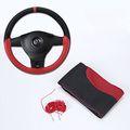 Follicomfy Car Steering Wheel Cover Universal Leather Anti Slip Auto Stitch On Wrap 15 Black Red