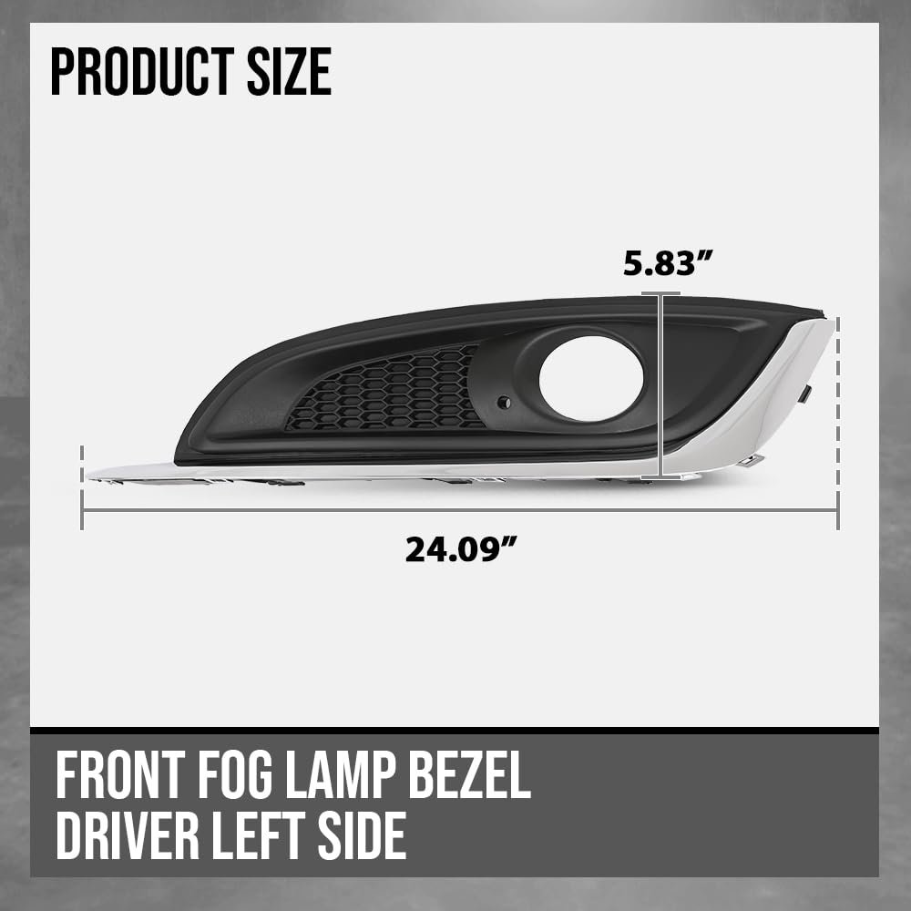 Front Left Bumper Grille Fog Light Bezel Lamp Trim For Buick Regal 2014 2015 2016 2017 Chrome Black Part Number 23142357