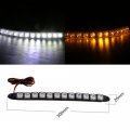 Polarlander 2pcs 12v White And Amber 12 Smd Led Lamps Drl Snake Flexible Curved Daytime Running Light Warning Driving Lights