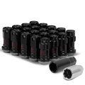Auto Dynasty M12 X 25 Open End 16-piece Aluminum Steel Wheel Lug Nuts 4 Lock 1 Nut Key Black