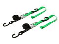 Powertye 1in X 6ft Cam Buckle Soft-tye Tie-downs W S-hooks 400 Lb Wll 1 200 Breaking Strength - Black Green Pair 