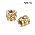 Uxcell Knurled Insert Nuts 120pcs M2 X 3mm L 3 5mm Od 3d Printing Brass Female Threadeds Heat Set Insert Embedment Nut