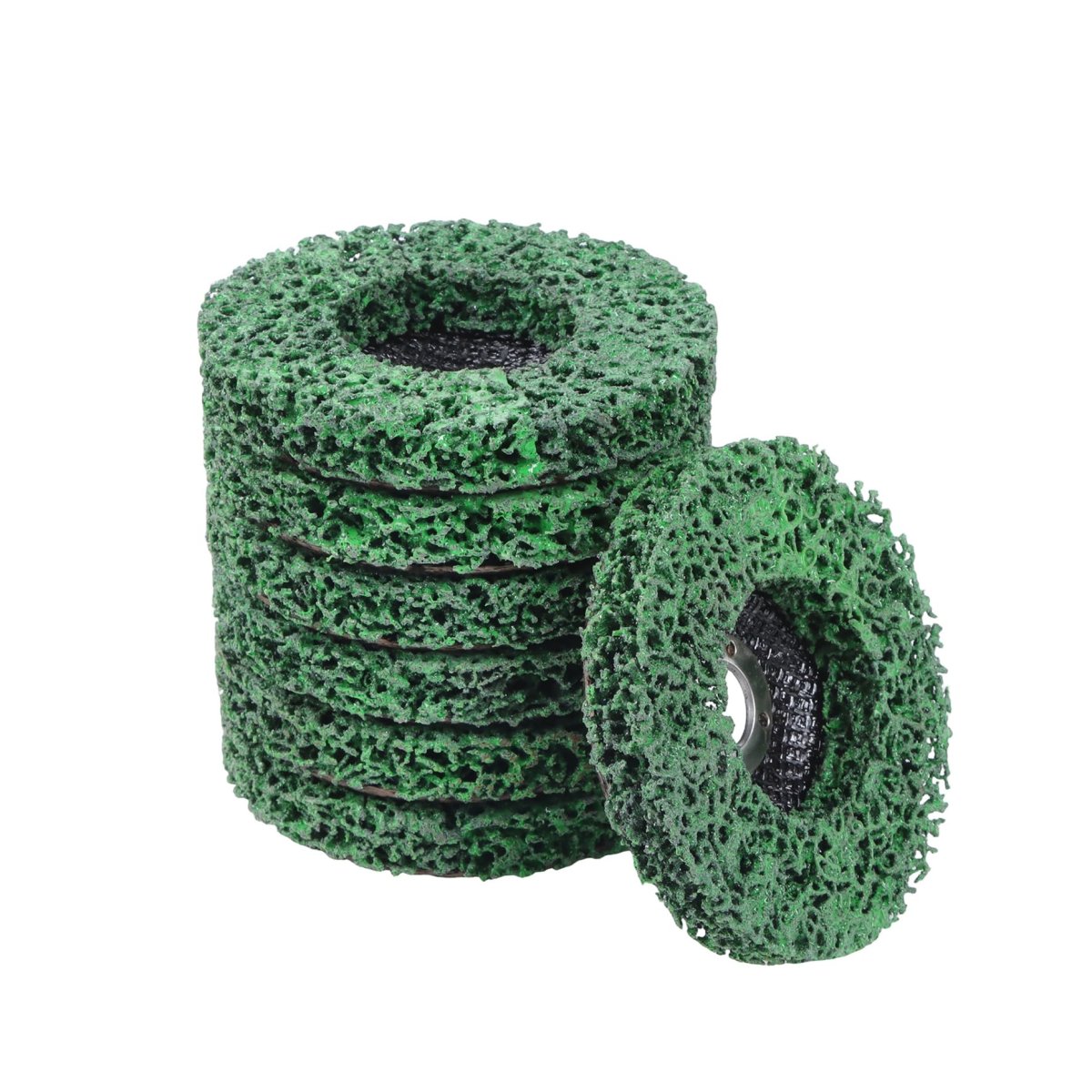 10 Pcs 4 In Strip Discs X 5 8 Green Silicon Carbide Surface Conditioning For Angle Grinders 13300 Rpm Open Mesh Non Loading