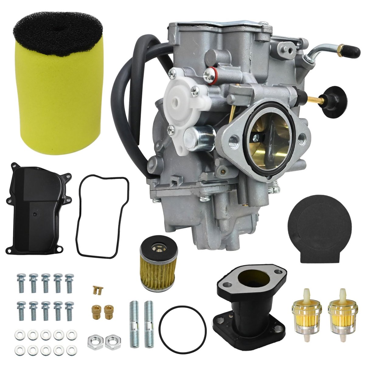 Carburetor Kit 4gb-14101-00 For Yamaha Kodiak 400 Yfm400 Yfm400fw 1993-1998 Atv 4x4 Golden Chrome Finish