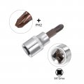 Uxcell Ph3 Phillips Bit Socket 3 8 Square Drive Cr-v Sockets S2 Steel Bits 1 89 Length With Hex Shank Power Drill Adapter