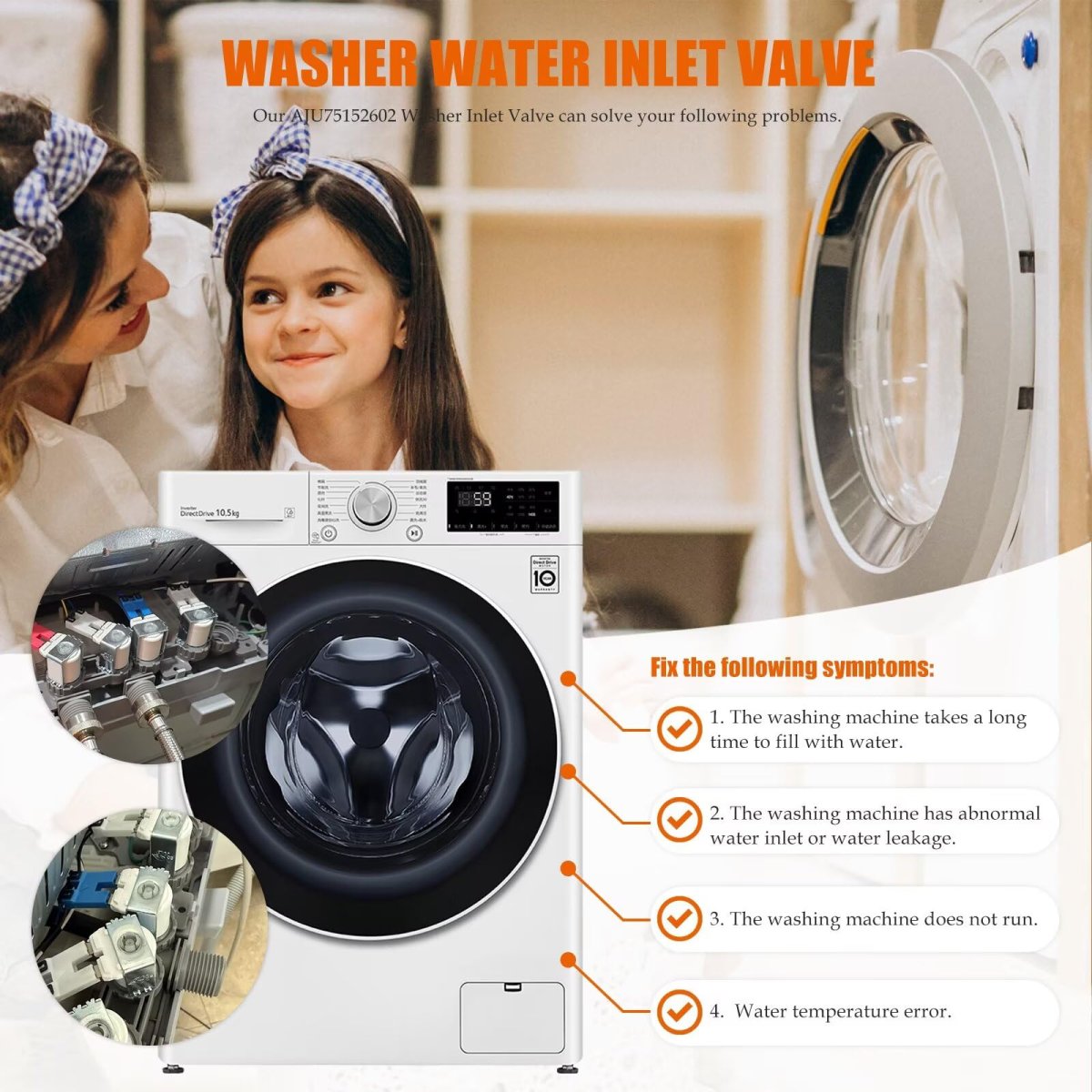 Washer Water Valve Aju75152602 For Lg Wt7155cw Wt7405cv Wt7405cw Series