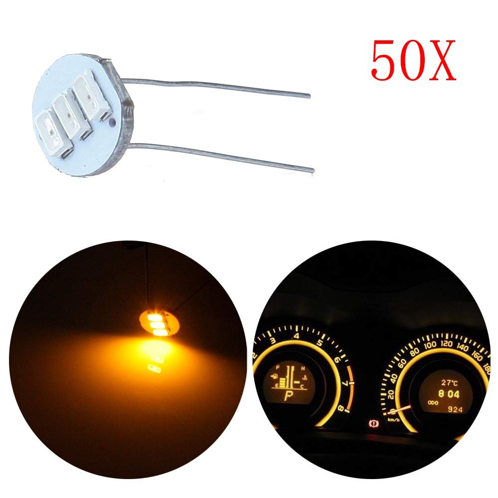 50 Pack Yellow 4 7mm For Mini Bulbs With 3pcs Gauge Cluster Instrument Panel Dash Backlight