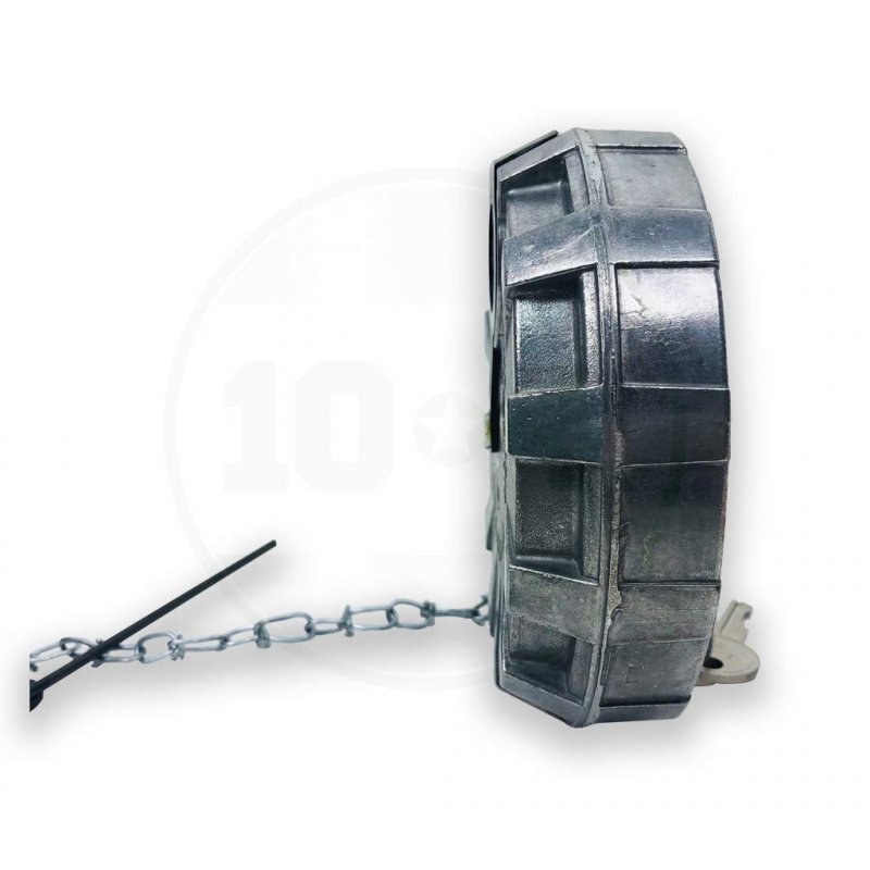 Fuel Tank Cap Female Non Vented 4 In Nominal Size 8 Threads Per Inch Aluminum Locking With Safety Chain And Keys Model 600169-6