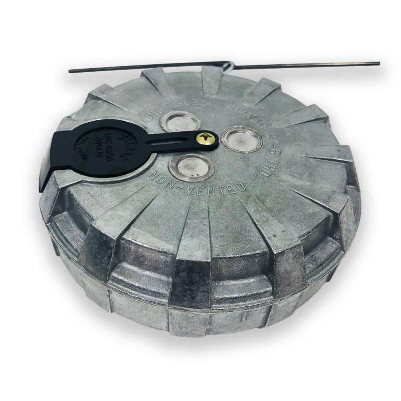 Fuel Tank Cap Female Non Vented 4 In Nominal Size 8 Threads Per Inch Aluminum Locking With Safety Chain And Keys Model 600169-6