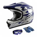 Tcmt Dot Certified Youth Blue Flame Dirt Bike Atv Mx Motocross Offroad Street Motorcycle Helmet Goggles Gloves L 
