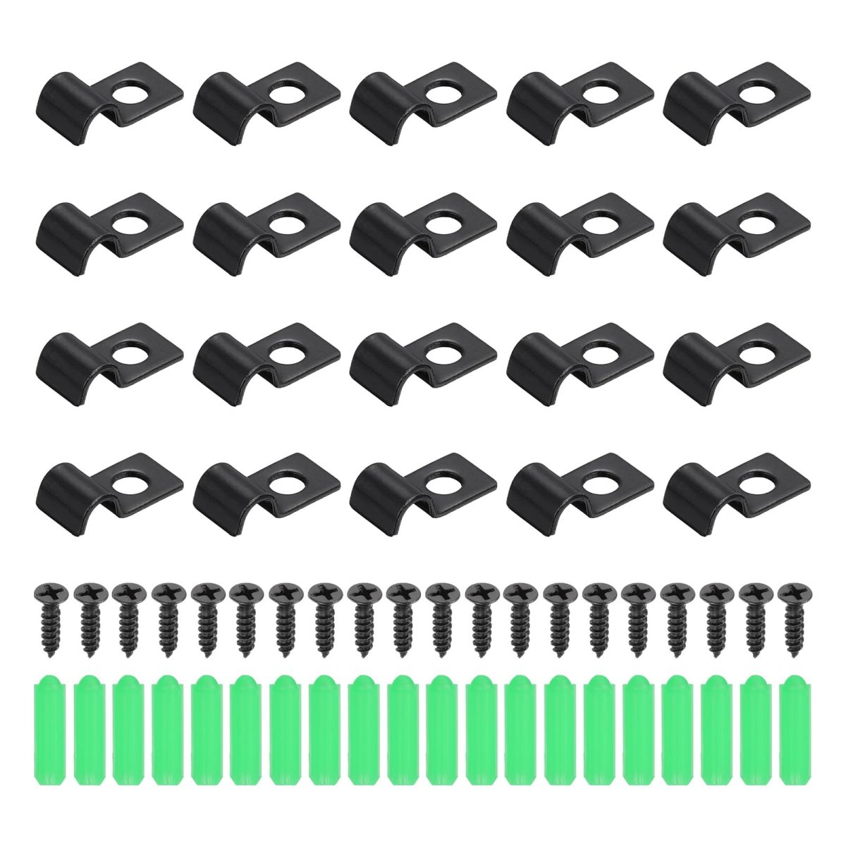 20pcs 5mm 3 16 One Hole Pipe Strap Rigid U Brackets Conduit Clamp Heavy Duty Carbon Steel Clip With Self-tapping Screws And