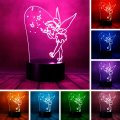Tieliper Magic Elf Tinker Bell Miss Rare Peter Pan Snowflake Tinkerbell Anime Character 3d Led Visual Sleeping Night Light With 