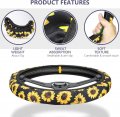 Sunflower Steering Wheel Cover Dreams Car Set Women S Delightful Yellow Accessories With Cute Stuff Featuring Adorable Keychain