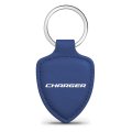 Dodge Charger Blue Shield-shape Style Genuine Leather Key Chain Official Licensed
