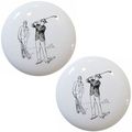 Set Of 2 Vintage Golf Golfing Ceramic Cabinet Drawer Knobs 