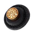 Vicenza Designs K1285 Tiziano Knob Black With Round Leather Polished Gold 