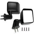 Black Left Side And Right Mirrors Fit For 2007-2017 Jeep Wrangler Textured Mirror Glass Manual Folding Non-heated
