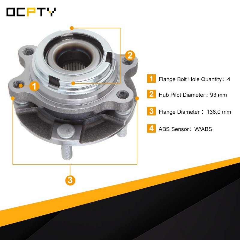 1pc 513294 Front Wheel Bearing And Hub Assembly Fit For 5-lug With Abs 2007 2008 2009 2010 2011 2012 2013 Altima