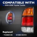 Tail Light Assembly For Toyota Tundra 2000-2006 Regular Access Cab Left Driver Side Rear Lamp Brake Lamps Replaces 81560-0c010