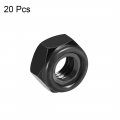 Uxcell Hex Lock Nuts M10 X 1 5mm Carbon Steel Nylon Insert Self-locking For Fasteners 20pcs Black