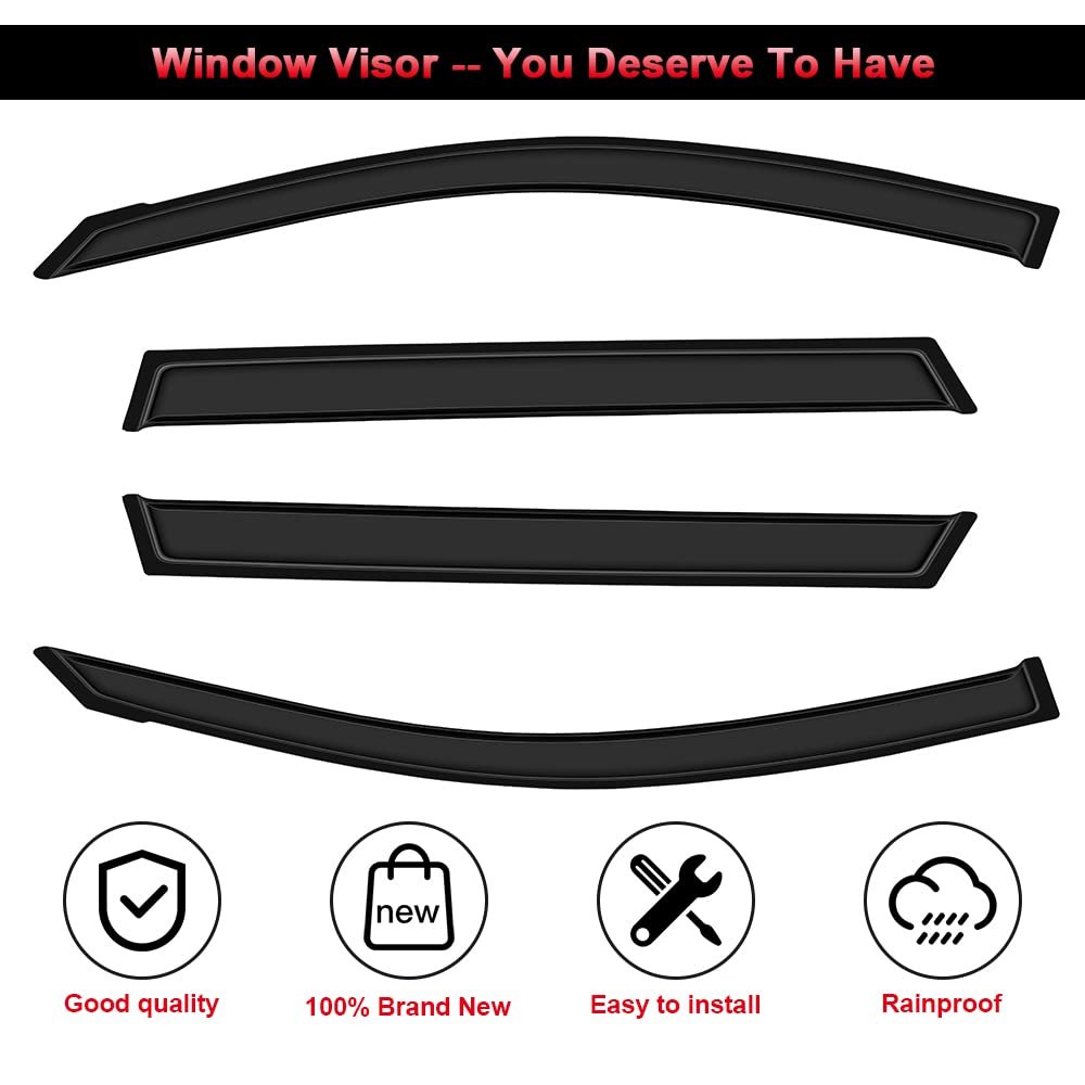 4pcs Side Window Deflectors For 2006 To 2012 Toyota Rav4 Outside Mount Rain Guards With Smoked Tint Tape On Wind Air