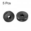 Uxcell Flat Knurled Nut M5 X 16mm 5mm Thumb Nuts Lock Adjusting Aluminum Alloy Black 5pcs