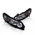 Instyleparts Clear Lens Headlight With Black Housing Made And Compatible For Honda Civic Sedan 