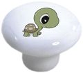 Set Of 2 Turtle Baby Big Eyes Ceramic Cabinet Drawer Pull Knobs