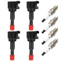 Ignition Coils 2007-2008 For Honda Fit 1 5l L4 3-pins Uf581 With 4 Iridium Spark Plugs Pcs