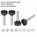 Uxcell 4 Set M6 X 30mm Male Thread Knurled Knobs Thumb Screws With Nuts Washers Clamping Knob Grip Plastic Hand Thumbscrews