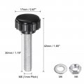 Uxcell 4 Set M6 X 30mm Male Thread Knurled Knobs Thumb Screws With Nuts Washers Clamping Knob Grip Plastic Hand Thumbscrews